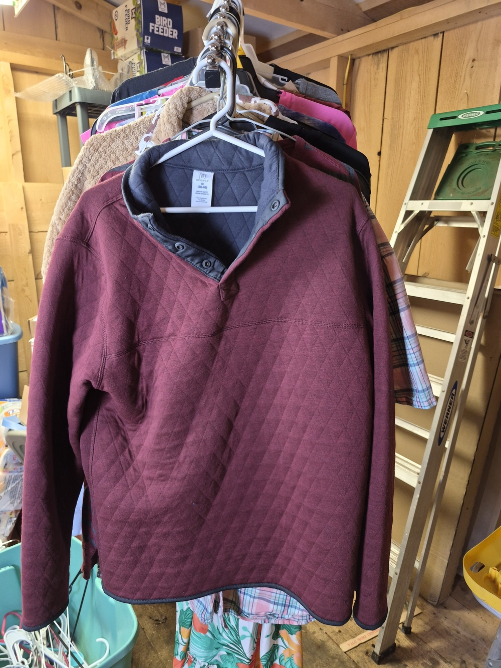 George Men's Quilted Sweater - Burgundy with Dark Gray Collar Bin 63
